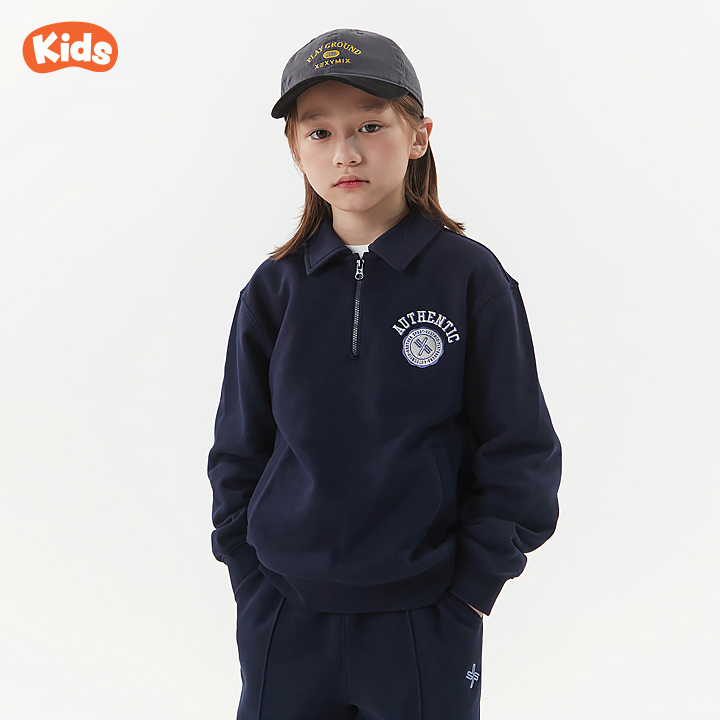 클래식 키즈 하프집업 맨투맨 소울네이비 