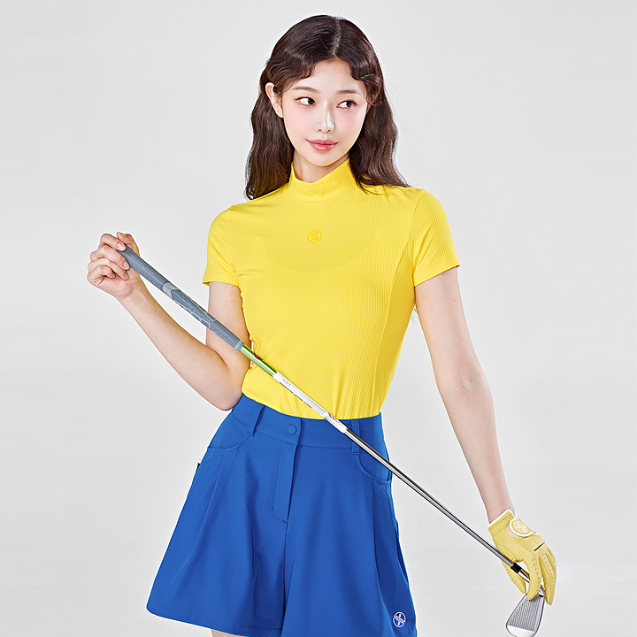 리브드 모크넥 슬림핏 숏슬리브 옐로우 