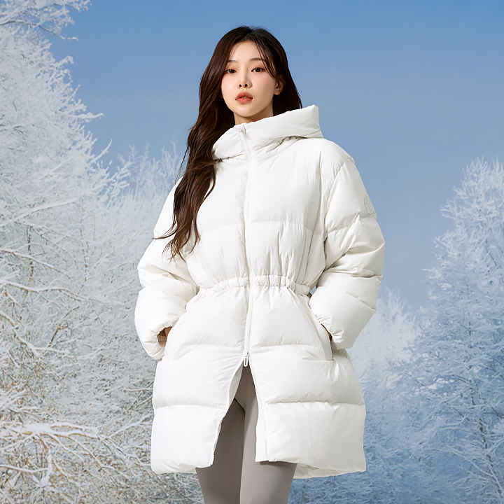 젝시믹스 노블다운 하이퍼 구스 롱점퍼 소프트아이보리